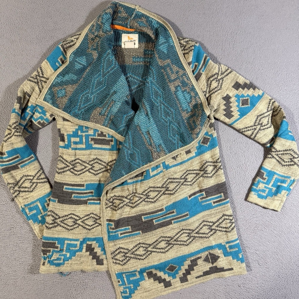 Women's Field And Stream Western Turquoise Aztec Cardigan Sweater Size Medium